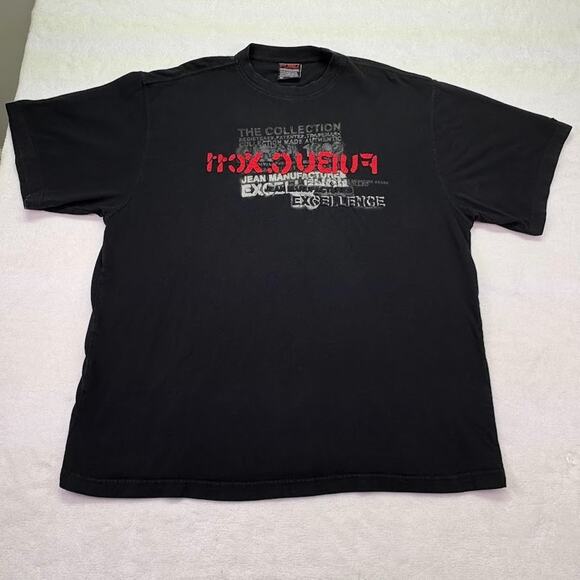 FUBU The Collection XC11 T Shirt Reverse Weave Embroidered Black Size XL Y2K - Picture 1 of 11